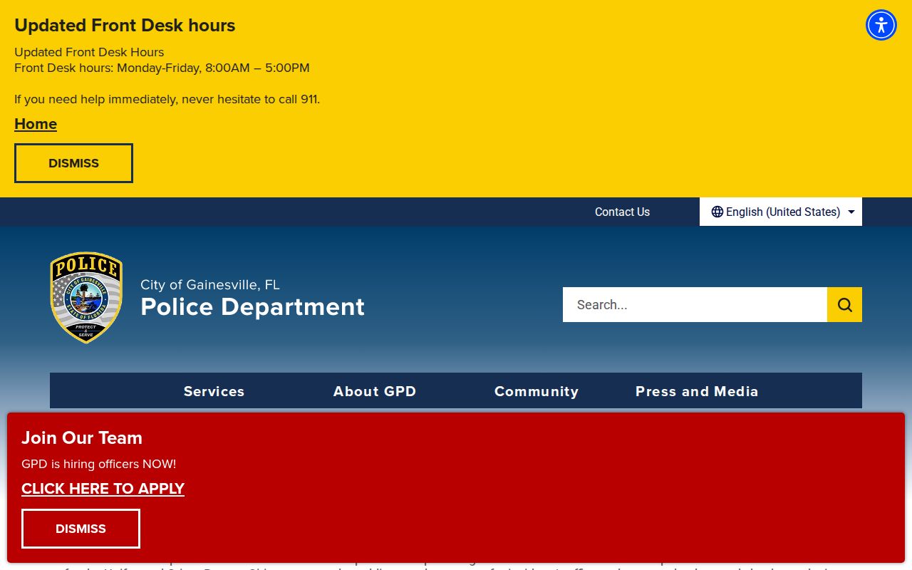 Gainesville Police Department arrest and incident records page