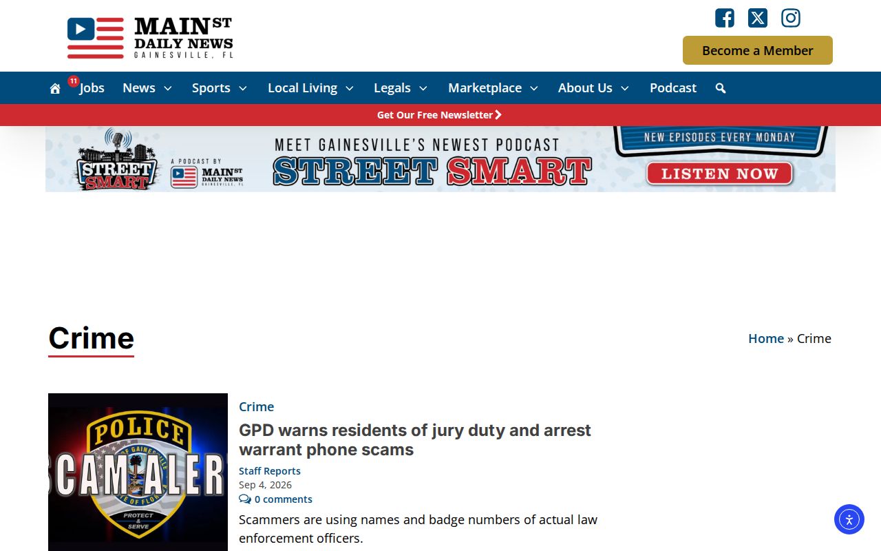 Mainstreet Daily News Crime archive covering Gainesville and Alachua County